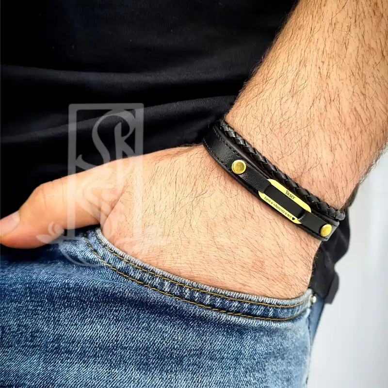 دستبند طلا 18 عیار مردانه لیردا مدل یاسر