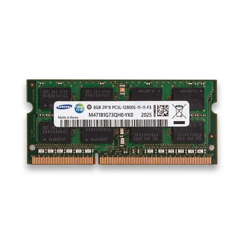 رم لپ‌تاپ DDR3 8 گیگابایت تک کاناله سامسونگ مدل PC3L 12800S فرکانس 1600 مگاهرتز تایمینگ CL11 ولتاژ 1.35 ولت SO-DIMM