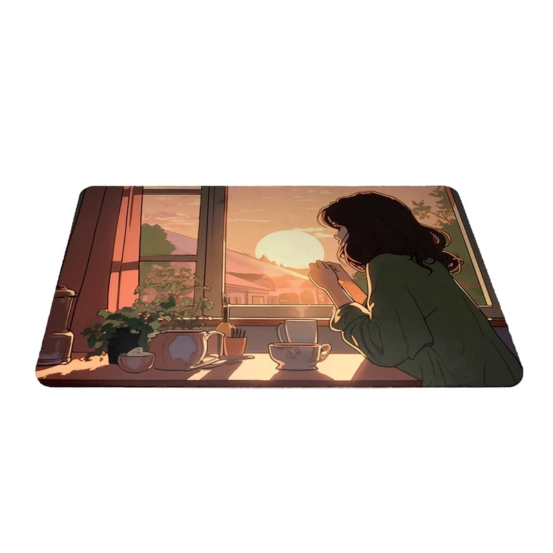 ماوس پد مدل دختر و قهوه سایز 24x37 سانتی متر