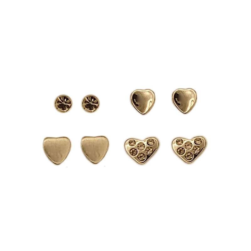 گوشواره زنانه اکسسورایز مدل قلب نقلی مجموعه 4 عددی