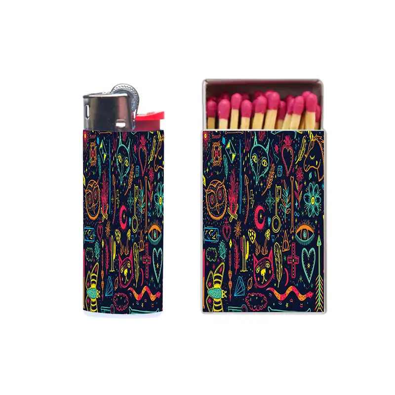 فندک مدل رنگی کد 407 به همراه کبریت