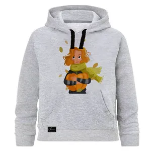 هودی دخترانه مدل دختر پاییز کد J14 رنگ طوسی