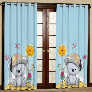 پرده مدل عروسک خرس مخمل پانچی کد 1026 سایز 140x280 سانتی متر