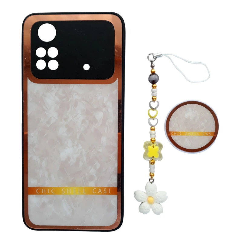 کاور مدل صدف کد A11008 مناسب برای گوشی موبایل شیائومی Redmi Poco M4 Pro 4Gبه همراه پایه نگهدارنده و بند آویز