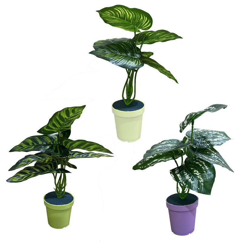 گلدان به همراه گل مصنوعی مدل 110401 rainblow مجموعه 3 عددی