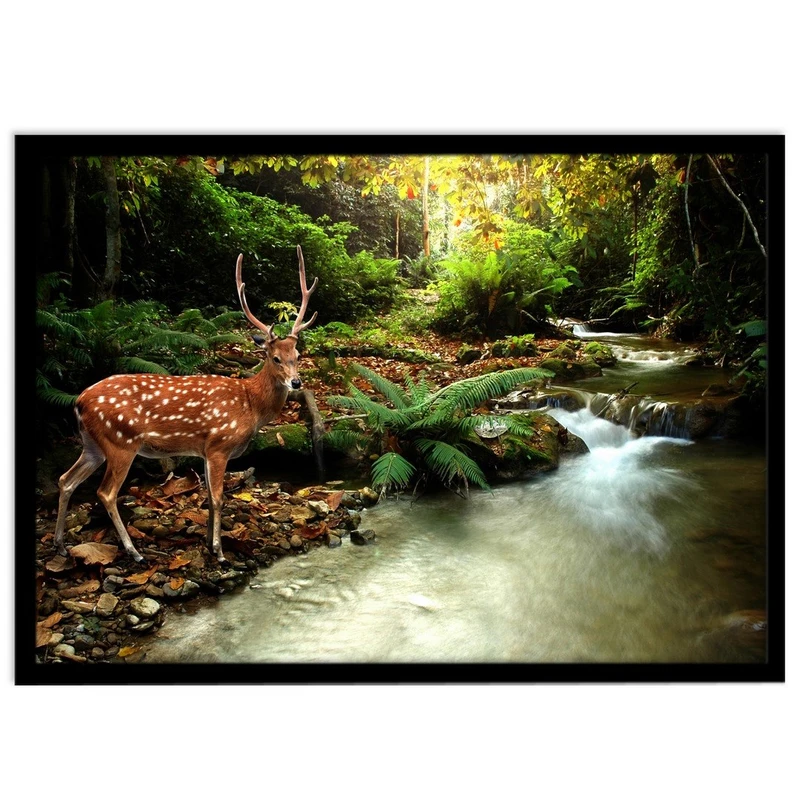 تابلو نوری بکلیت طرح طبیعت رودخانه و آهو مدل B-S1148