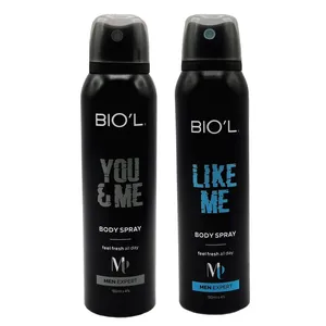اسپری خوشبو کننده بدن مردانه بیول مدل  you me And like me حجم 150 میلی لیتر بسته 2 عددی