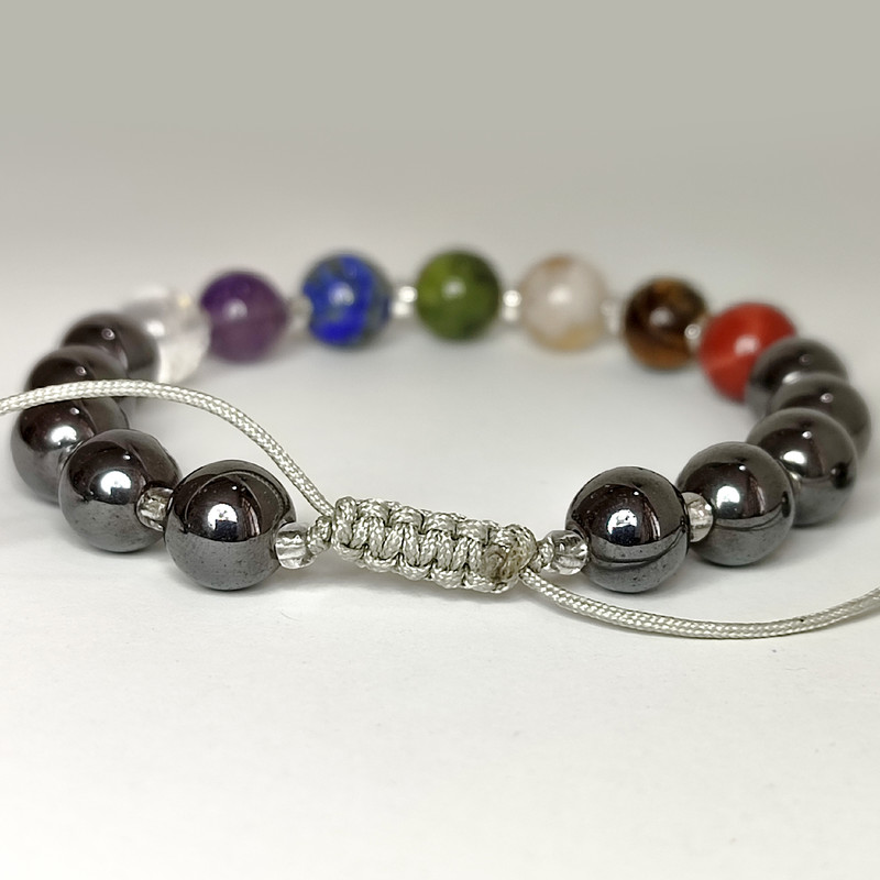 دستبند زنانه مدل هفت چاکرا سنگ طبیعی