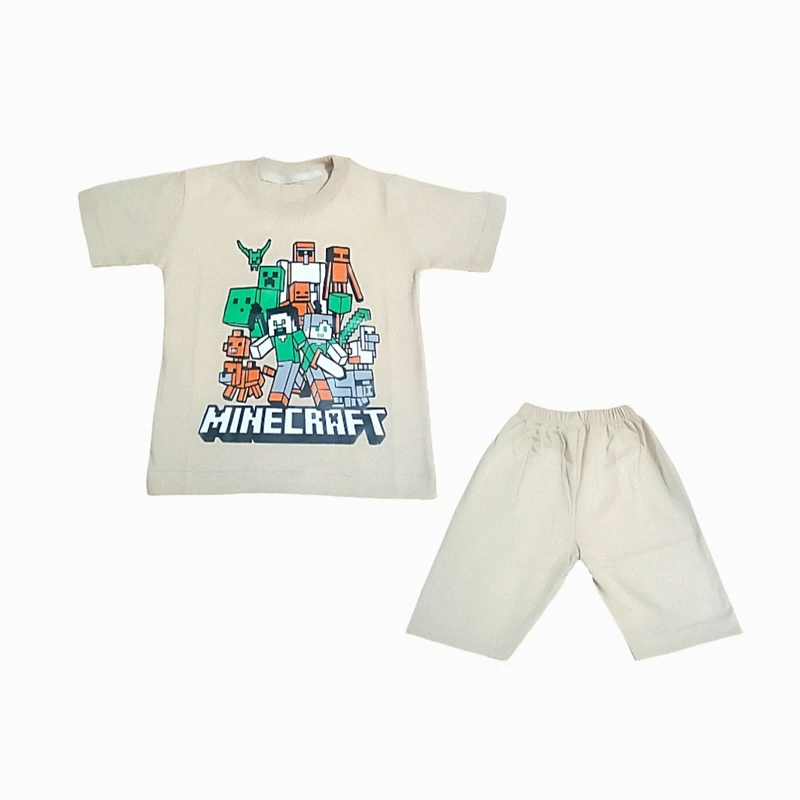 ست تی شرت و شلوارک پسرانه مدل ماین کرافت 