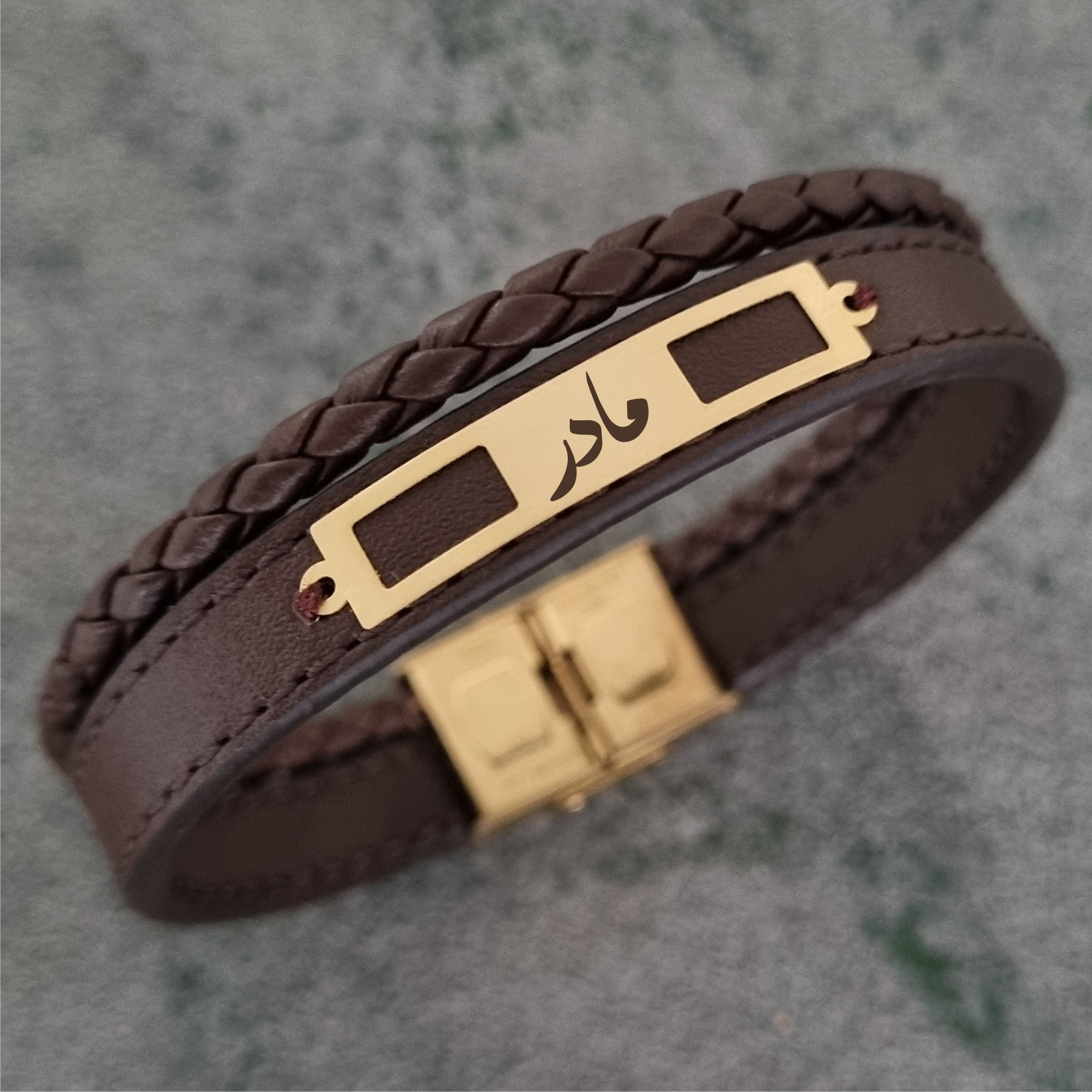 دستبند طلا 18 عیار مردانه لیردا مدل کلمه مادر 825 wor