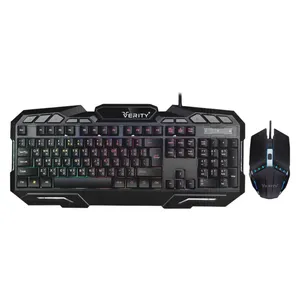 کیبورد و ماوس گیمینگ وریتی مدل V-KB6126GCW، سوییچ ممبران، Full-Size، نورپردازی LED RGB