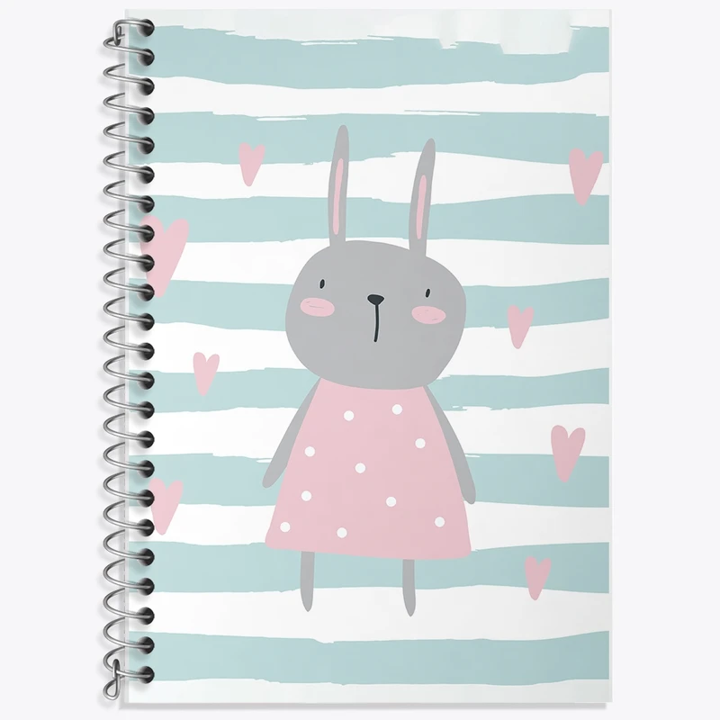 دفتر زبان 50 برگ خندالو مدل سه خط طرح خرگوش کیوت کد F2532