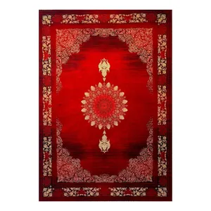 فرش ماشینی 700 شانه زمینه لاکی حاشیه لاکی مدل  بلوچ bcf کد 831