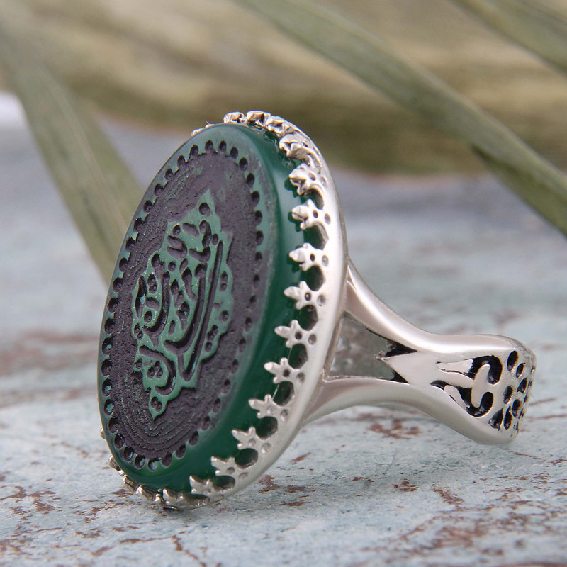 انگشتر نقره مردانه بازرگانی میلادی مدل رکاب سیلندری عقیق خطاطی کد AM_4195