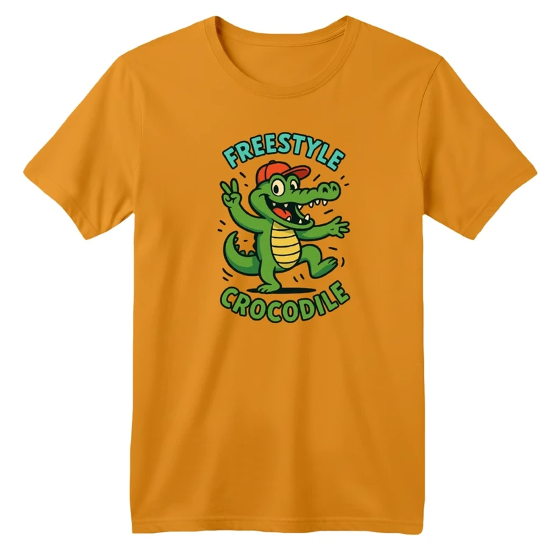 تی‌شرت آستین کوتاه لانگ بچگانه مدل کروکدیل خوشحال