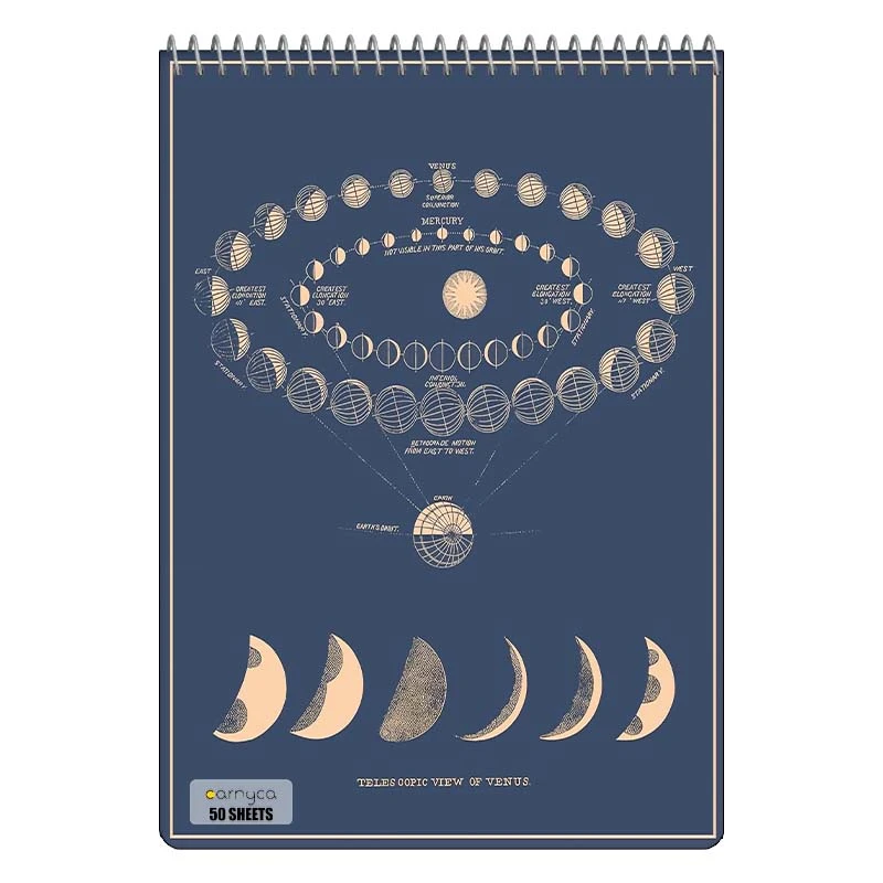 دفتر نقاشی 50 برگ سیمی کارنیکا طرح روزنامه وینتج ماه Vintage Newspaper Moon کد 11437
