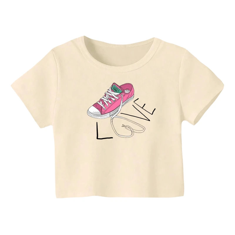 کراپ‌ تی‌شرت آستین کوتاه زنانه مدل کتونی کد 7