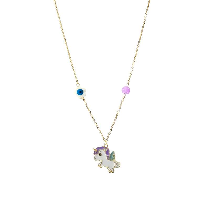 گردنبند دخترانه مدل یونیکورن چشم نظر