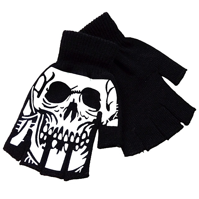 دستکش بافتنی مدل نیم انگشتی طرح اسکلت