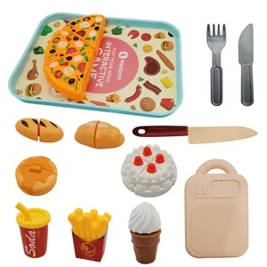 ست اسباب بازی فست فود مدل پیتزا و کیک کد 456200 مجموعه 15 عددی