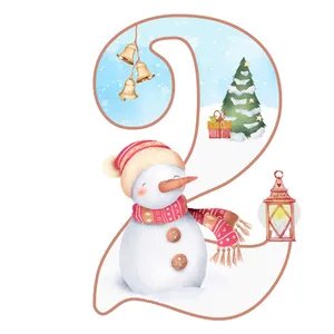  استند رومیزی تولد مدل عدد 2 طرح آدم برفی کد 1012