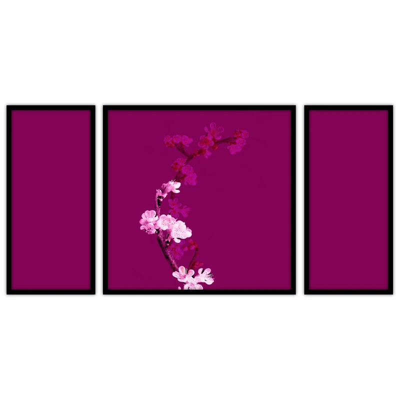 تابلو بکلیت طرح دکوراتیو و هنری گل مدل B-bu3202 مجموعه 3 عددی