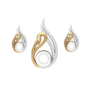 نیم ست طلا 18 عیار زنانه قیراط طرح مروارید کد GH2158