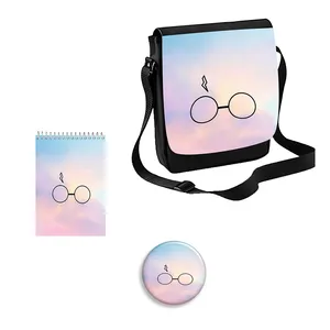 کیف رودوشی بچگانه مدل هری پاتر کد 1 به همراه دفتر یادداشت و پیکسل مجموعه 3 عددی