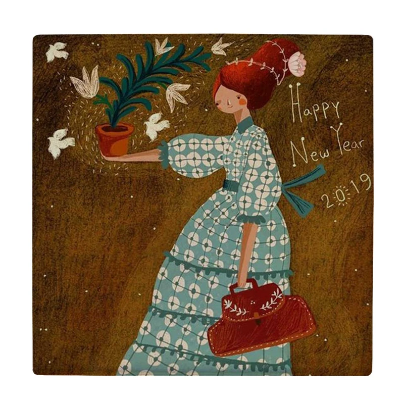  زیر لیوانی  طرح نقاشی بانو و کیف دستی کد    5848581_4266