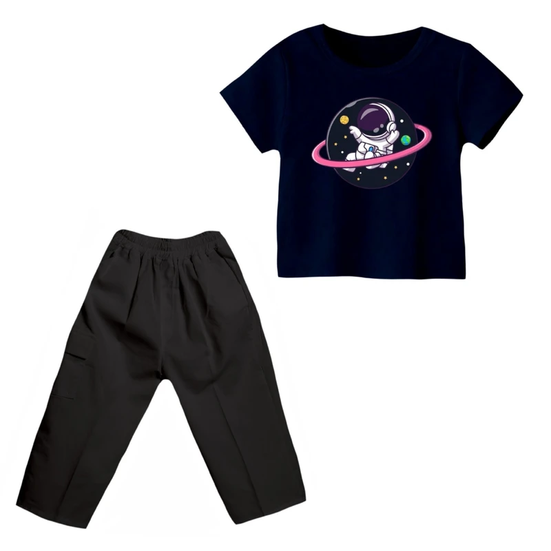 ست تی شرت و شلوارک پسرانه مدل فضانورد کد 20