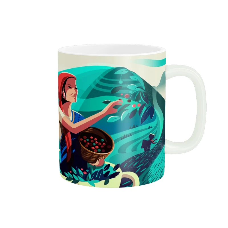 ماگ پادآفرین مدل نقاشی زن کشاورزی کد 423