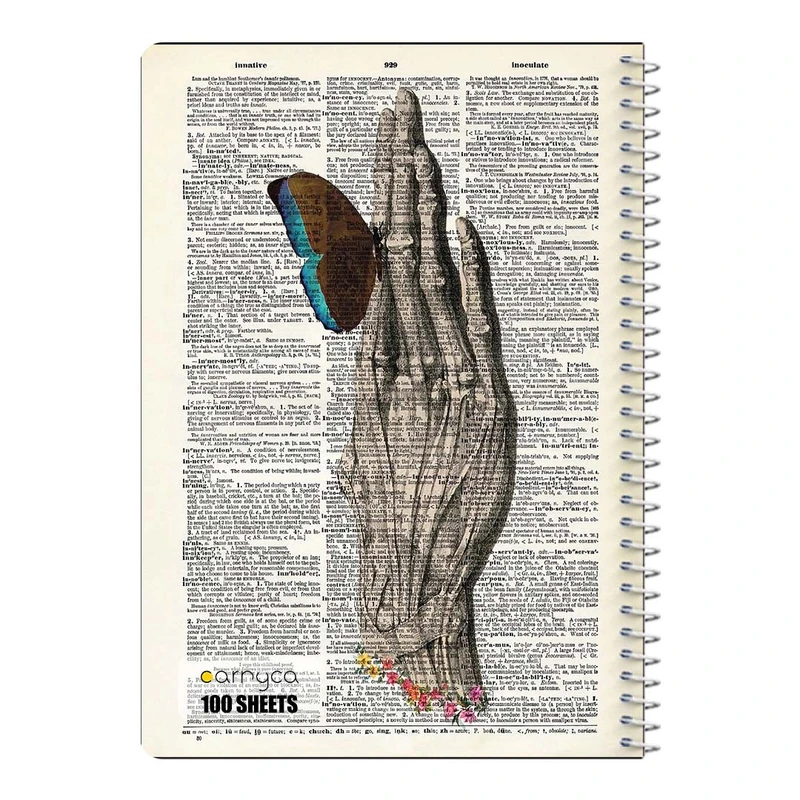 دفتر مشق 100 برگ سیمی کارنیکا طرح روزنامه وینتج پروانه Vintage Newspaper Butterfly کد 87234