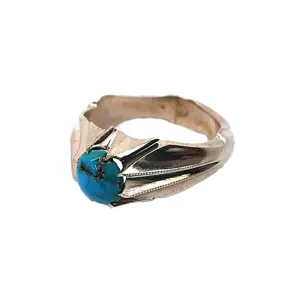 انگشتر نقره مردانه مدل سنگ فیروزه sh100