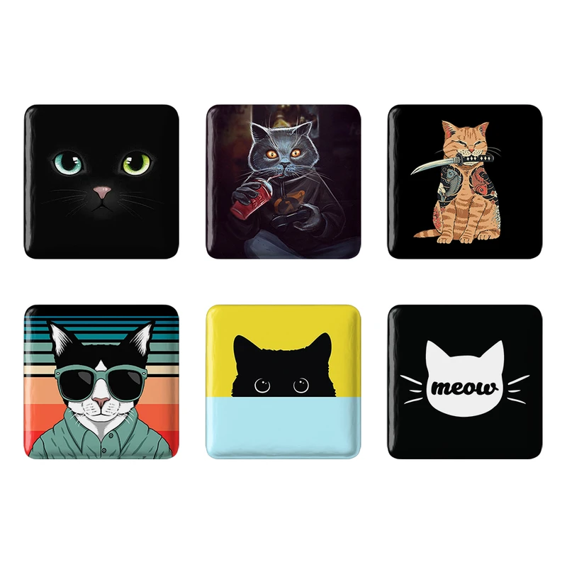 مگنت خندالو طرح گربه Cat کد 1445B مجموعه 6 عددی