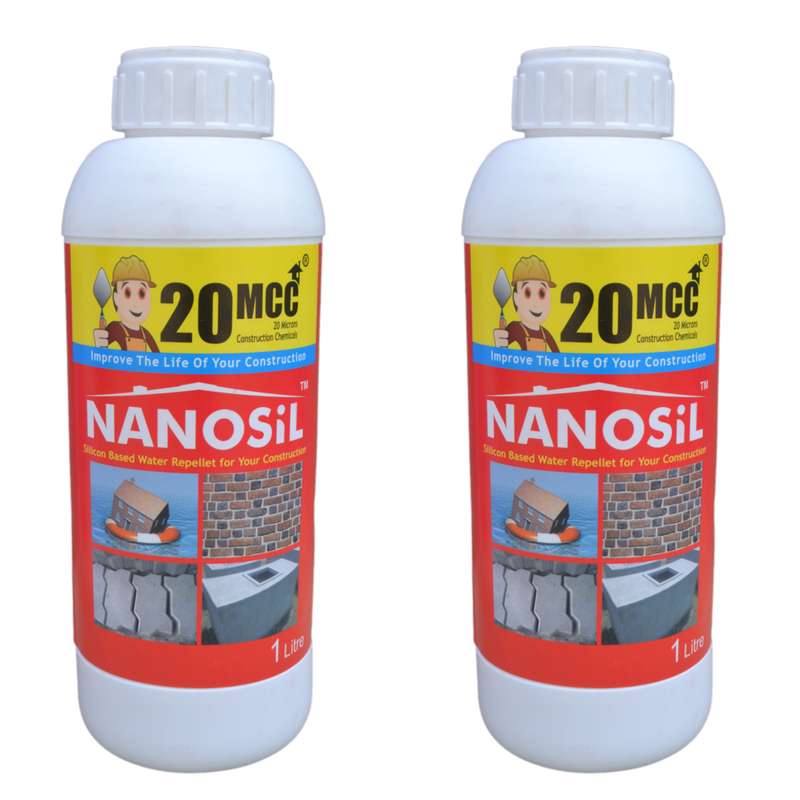 محلول نانو آبگریز و ضد آب کننده سطوح ساختمانی 20 میکرو مدل nanosilicon حجم 1 لیتر بسته 2 عددی