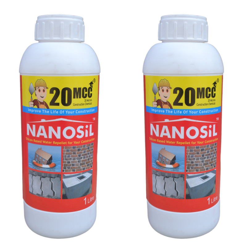 محلول نانو آبگریز و ضد آب کننده سطوح ساختمانی 20 میکرو مدل nanosilicon حجم 1 لیتر بسته 2 عددی