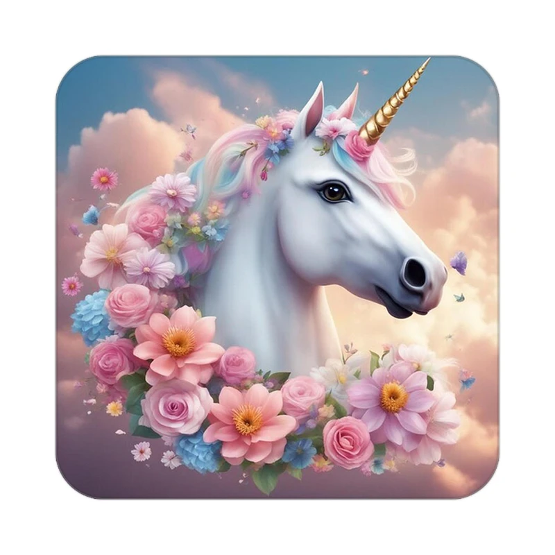 زیر لیوانی کاکتی طرح اسب تک شاخ و یونیکورن مدل mp33373