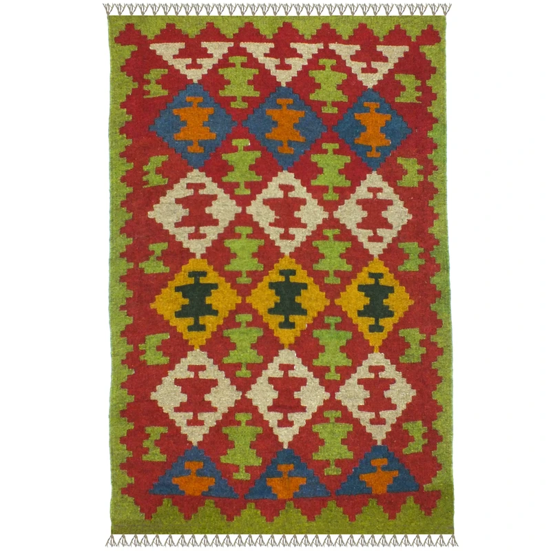 گلیم دستبافت یک و نیم متری مدل ذرنیم کد 1414