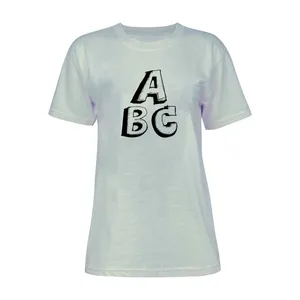 تی شرت آستین کوتاه زنانه مدل ABC کد L211 رنگ طوسی