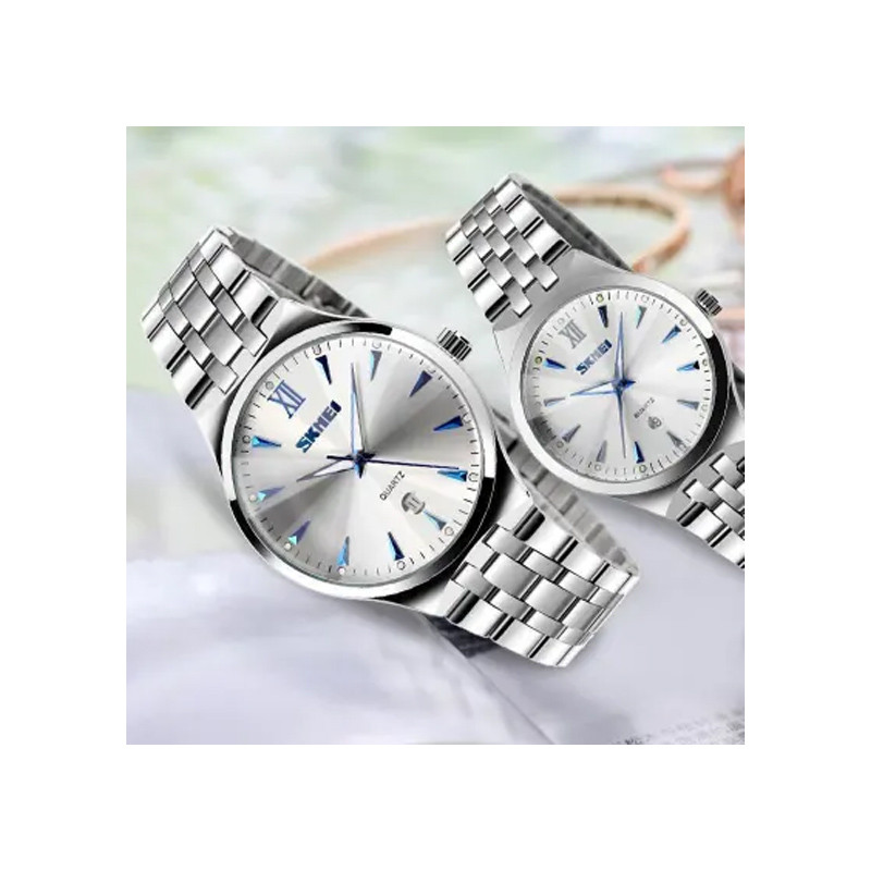 ست ساعت مچی عقربه ای زنانه و مردانه اسکمی مدل 9071 کد 11