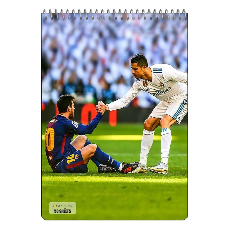 دفتر نقاشی 50 برگ سیمی کارنیکا طرح رونالدو و مسی Ronaldo & Messi کد 95617