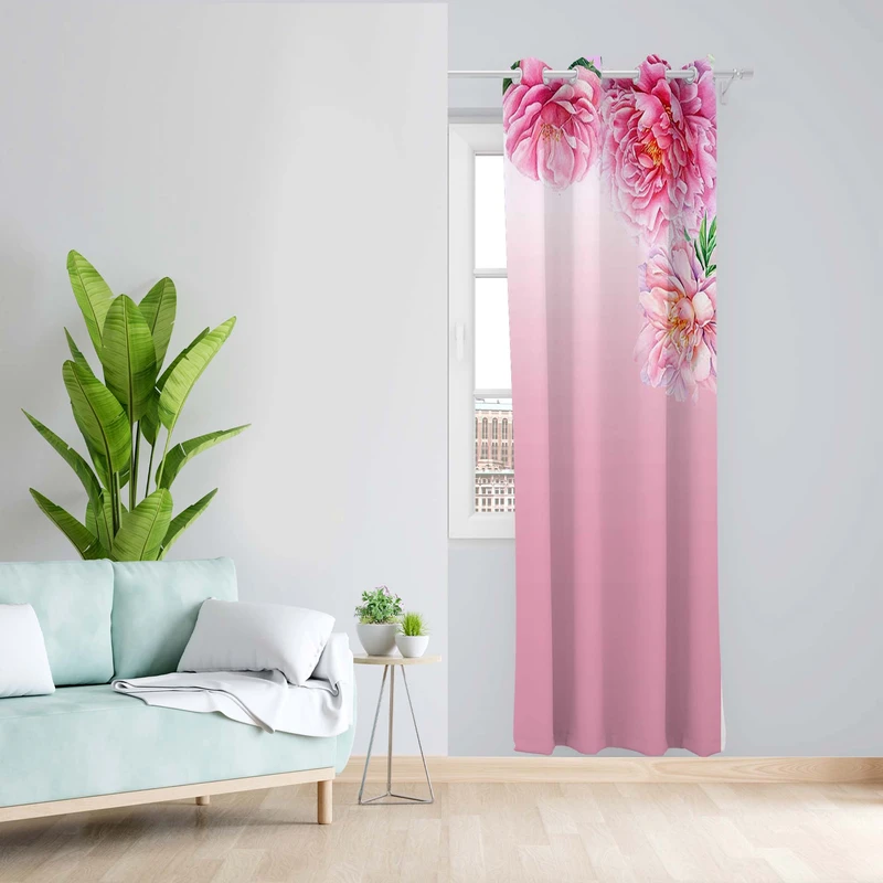 پرده طرح گل مدل مخمل پانچی کد 5346R z سایز 140x200 سانتی متر