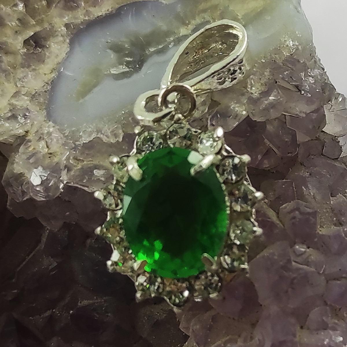 آویز گردنبند نقره زنانه سلین کالا مدل زمرد کد 2