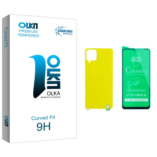 محافظ صفحه نمایش سرامیکی کولینگ مدل Olka glass مناسب برای گوشی موبایل سامسونگ Galaxy A12 به همراه محافظ پشت گوشی