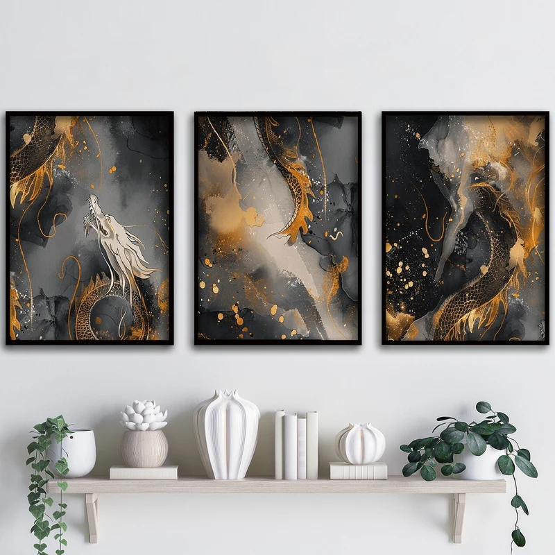 تابلو آتریسا طرح آبستره مدل ATA146 مجموعه 3 عددی 