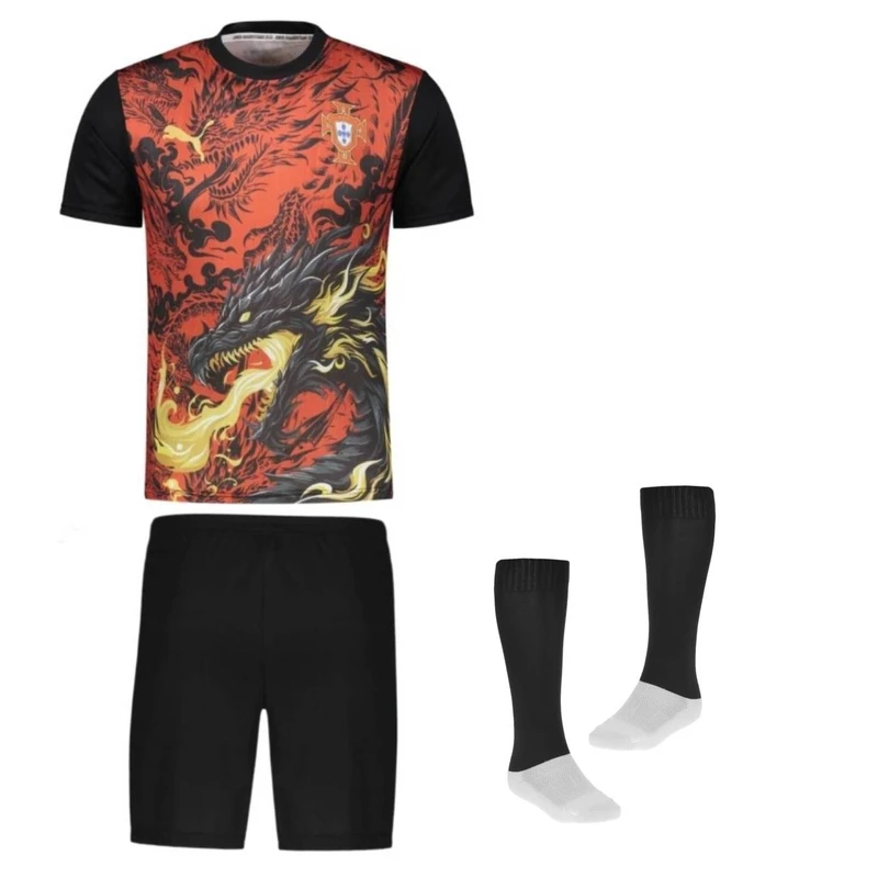 ست 3 تکه لباس ورزشی پسرانه مدل دراگون پرتغال طرح رونالدو کد 2026