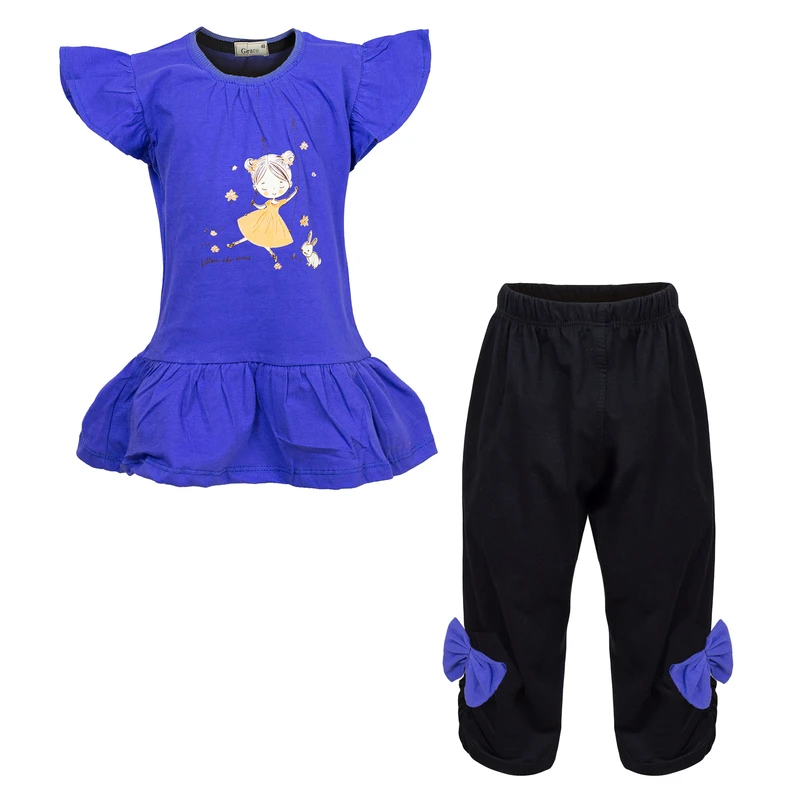 ست پیراهن و شلوارک دخترانه مدل دختر و تاب