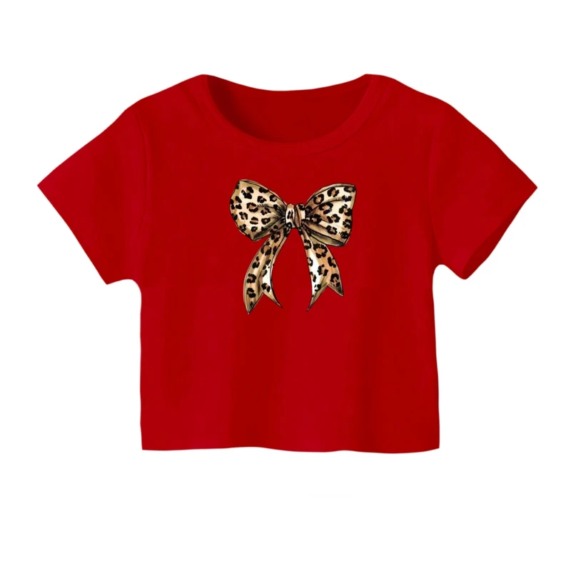 کراپ‌ تی‌شرت آستین کوتاه زنانه مدل پاپیون کد 01