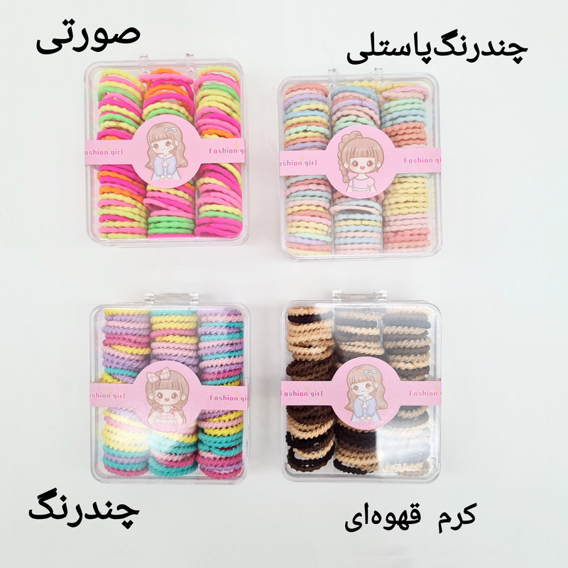 کش مو دخترانه مدل قیطونی لیزری بسته 80 عددی