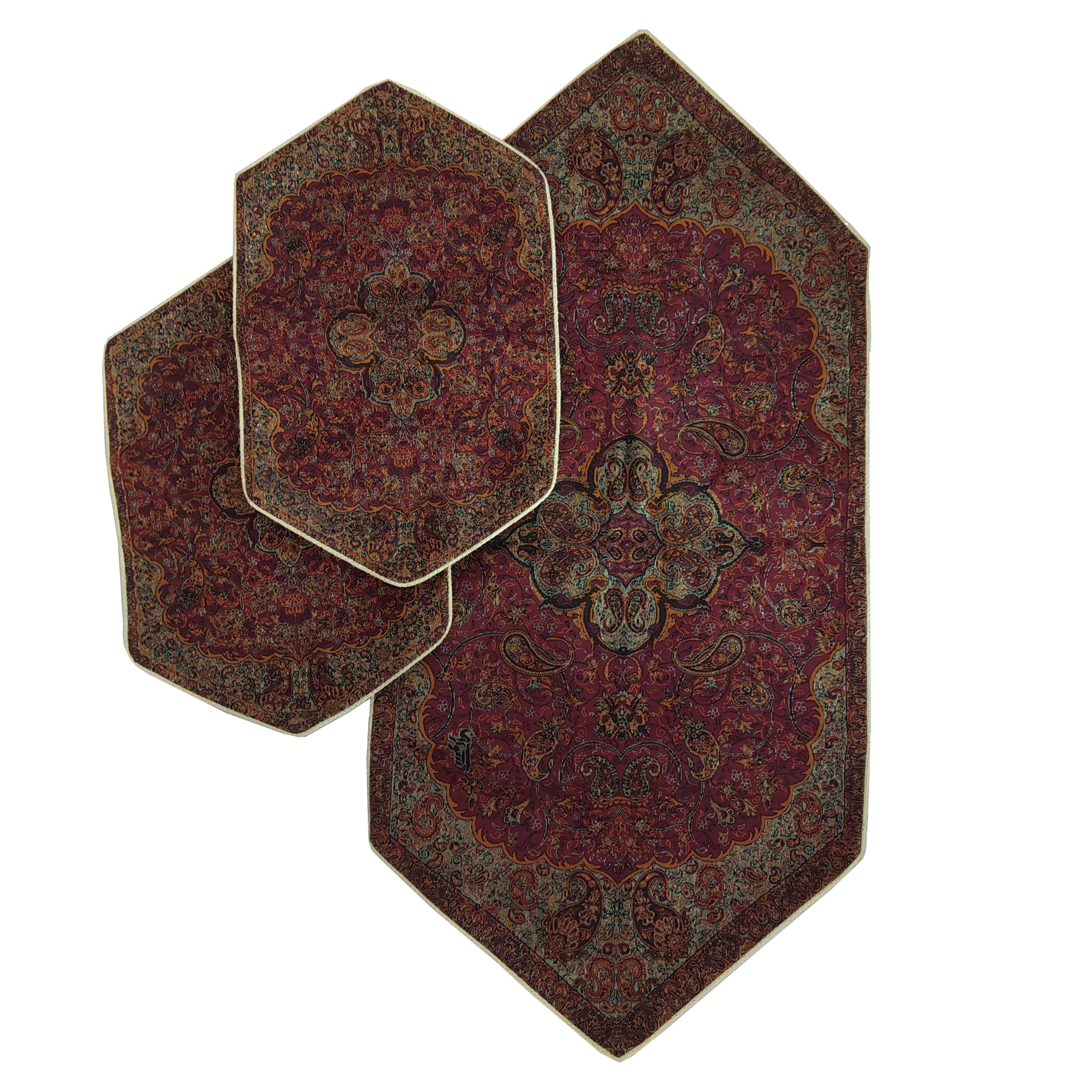 ست سه تکه رومیزی ترمه مدل خواجو کد T02